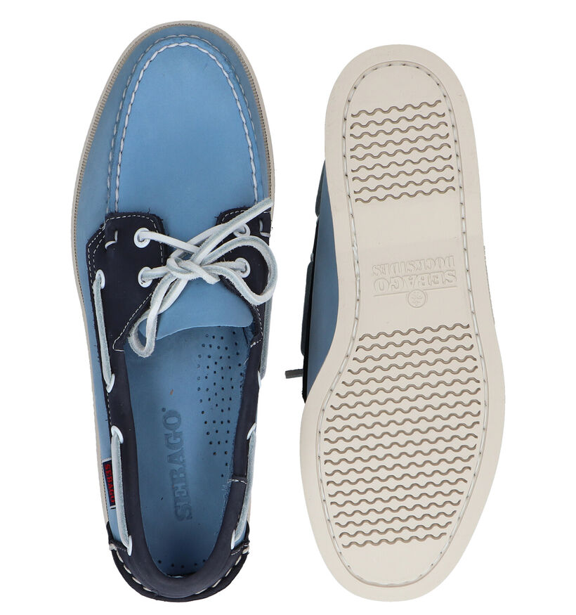 Sebago DOCKSIDE Blauwe Bootschoenen Sebago DOCKSIDE Blauwe Bootschoenen in nubuck (287479)