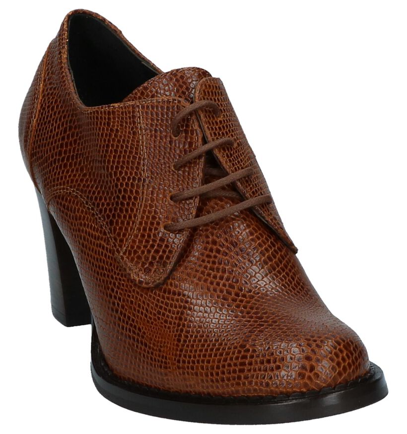 Zinda Veterschoenen met Hak Cognac in leer (227030)