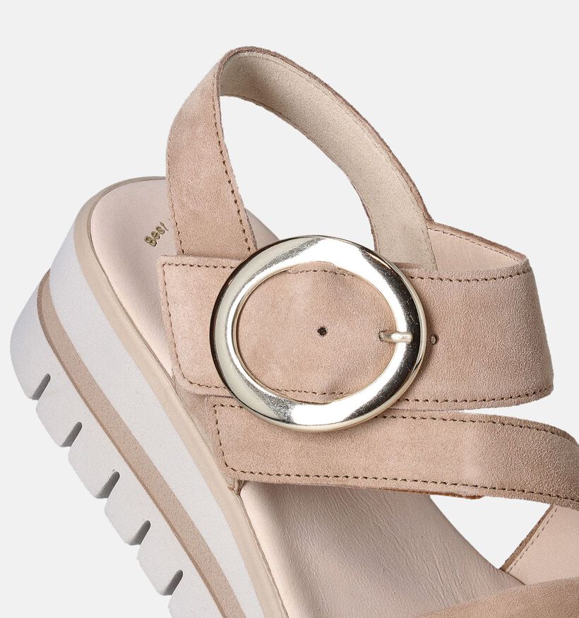 Gabor Best Fitting Beige Sandalen met sleehak voor dames (355031)