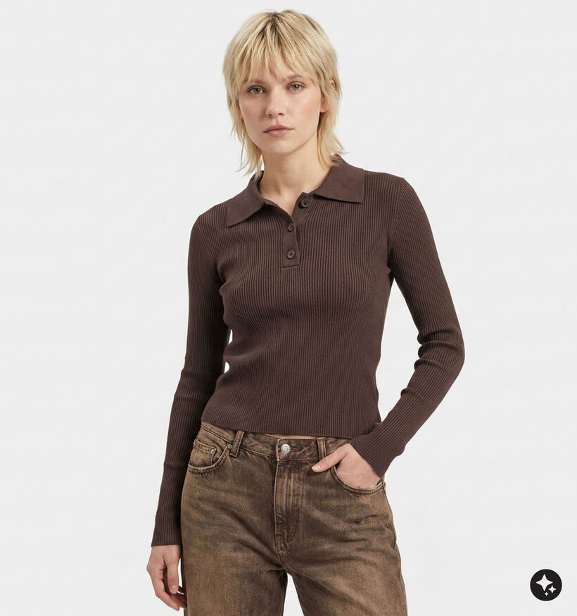 Vero Moda Siljerib Donkerbruine Blouse met Lange Mouwen voor dames (377580)