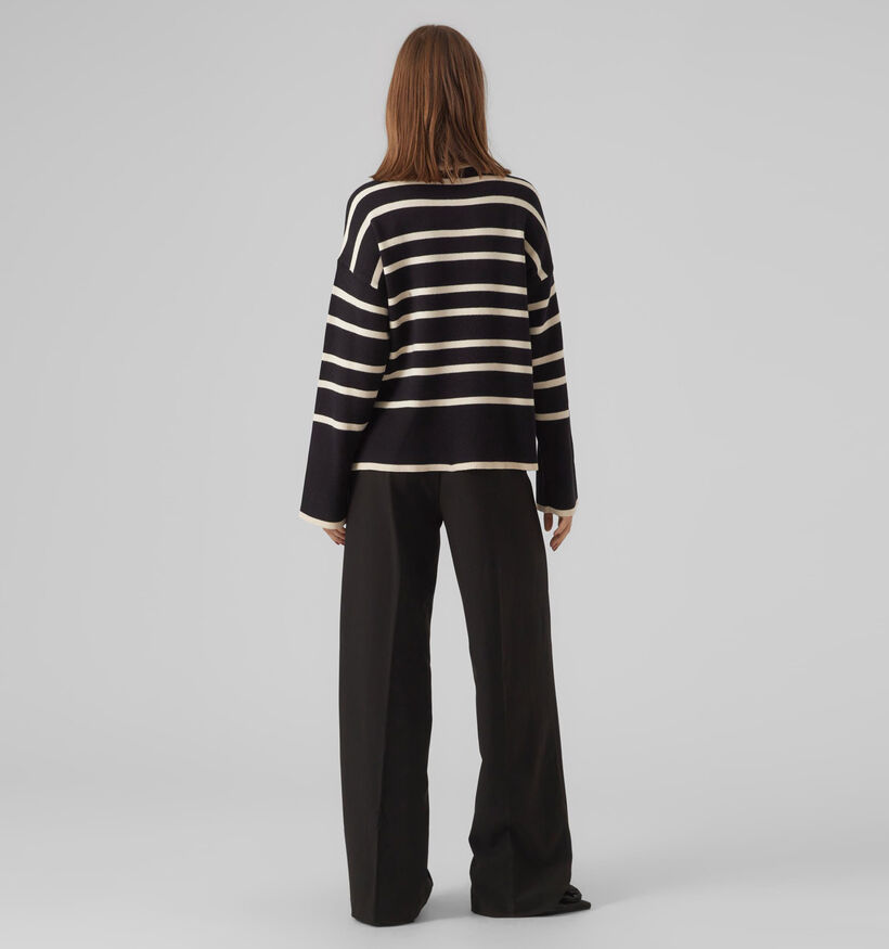 Vero Moda Saba Zwarte Gestreepte trui met rolkraag voor dames (328983)