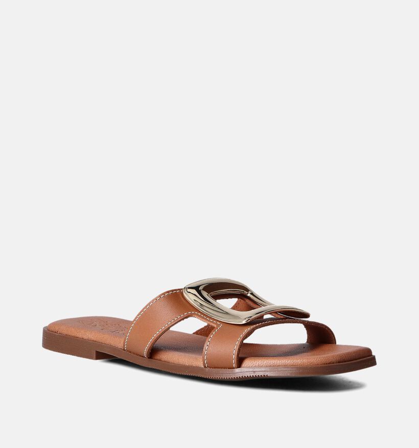 Oh My Sandals Cognac Platte slippers voor dames (357777)