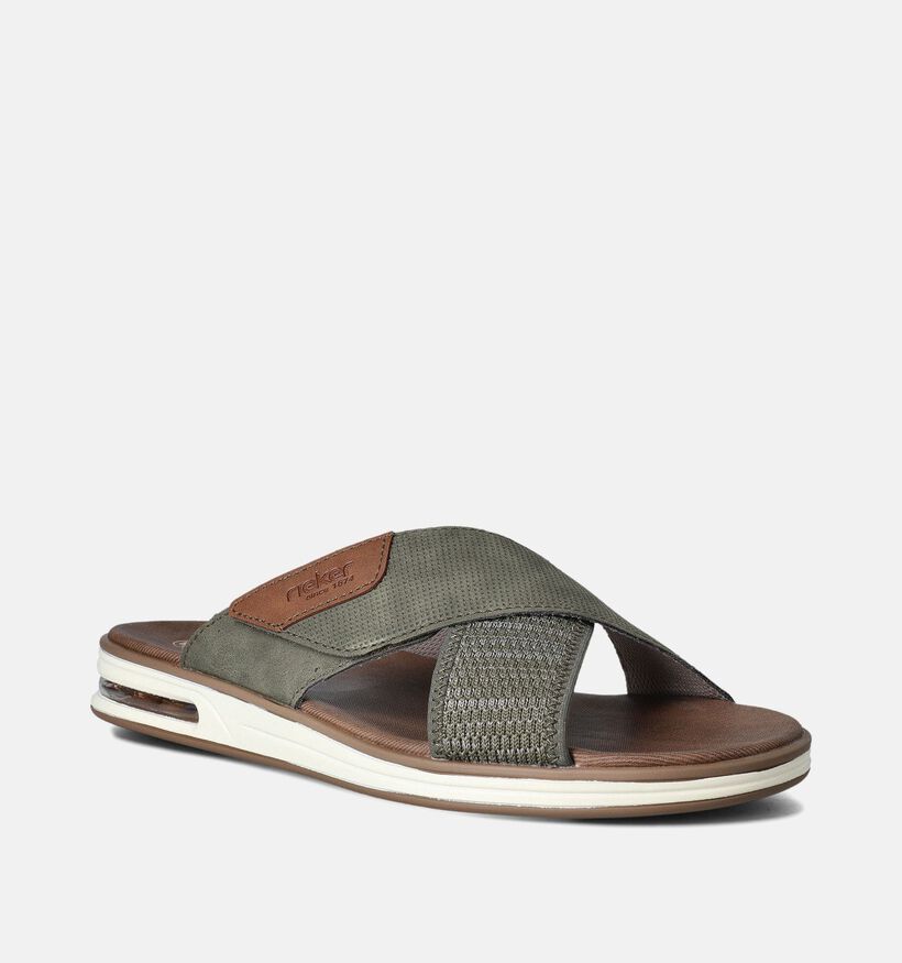 Rieker Nu-pieds casual en Vert kaki pour hommes (354835)