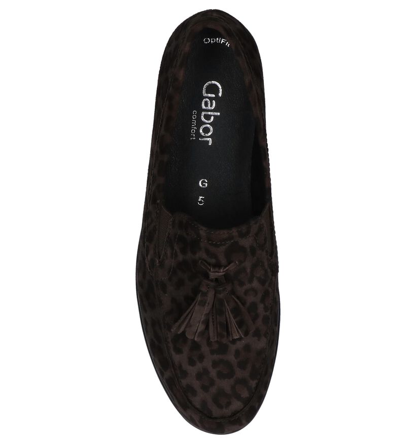 Bruine Gabor Mocassins met Luipaardprint in daim (231251)