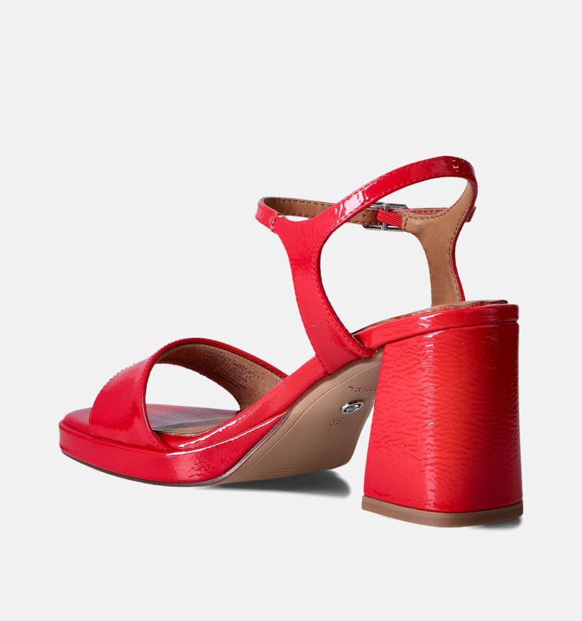 Tamaris Sandales avec talon carré en Rouge pour femmes (354335)