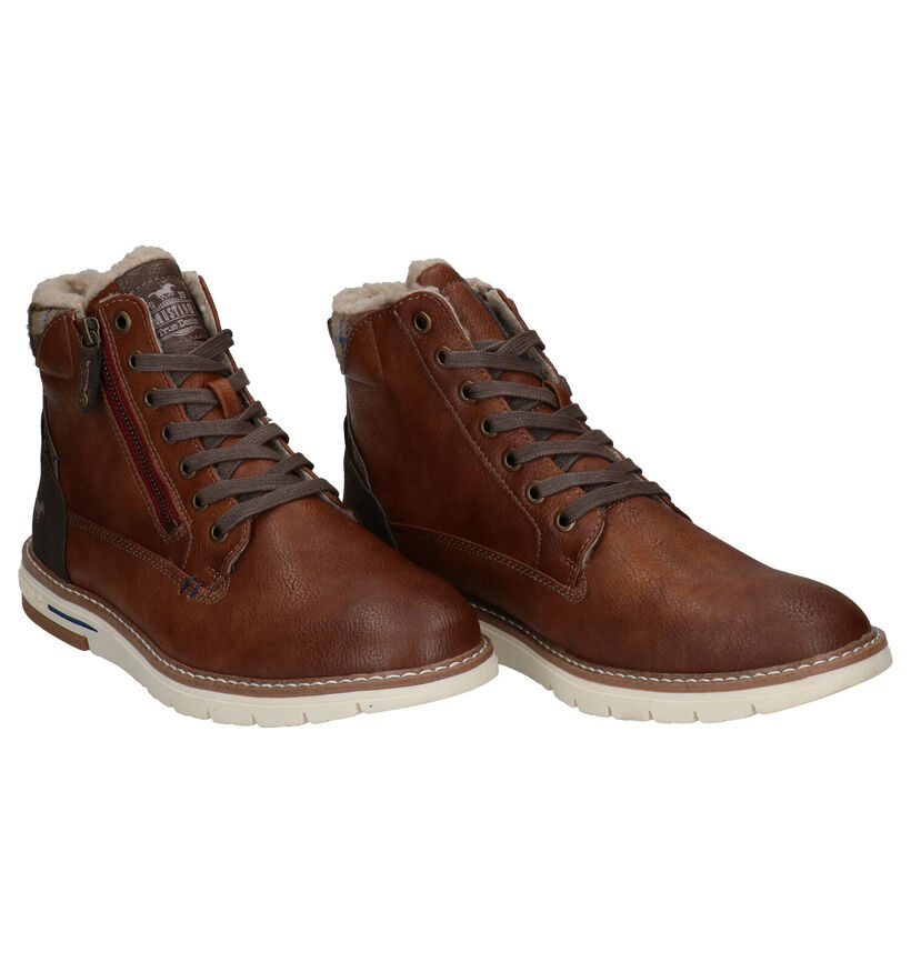 Mustang Cognac Hoge Schoenen in kunstleer (298241)