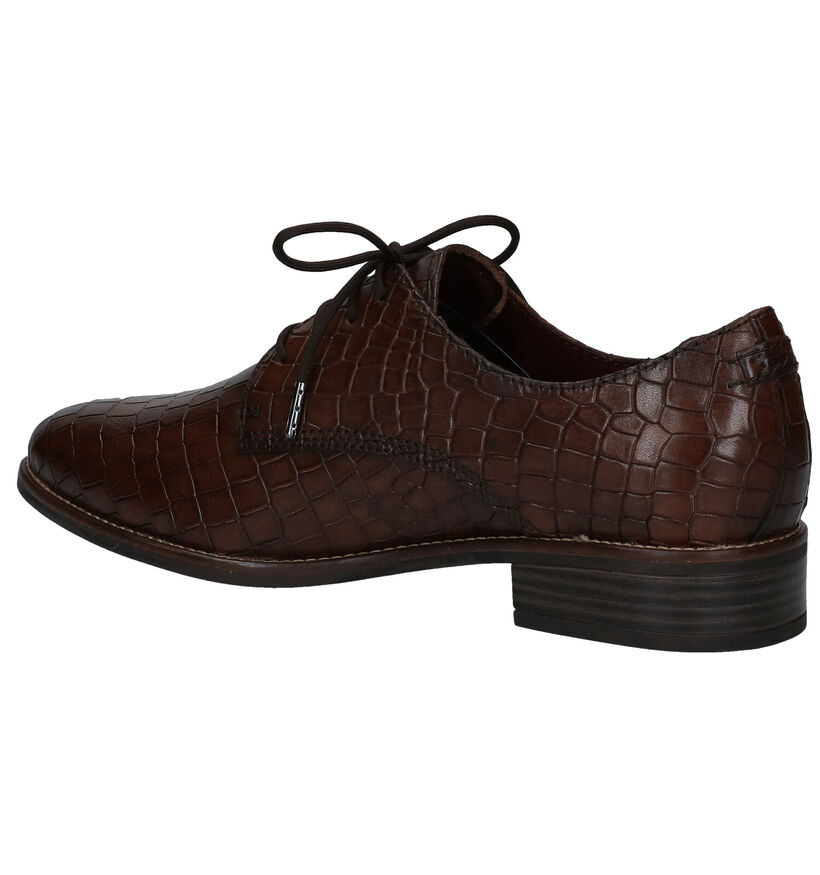 Tamaris TOUCH it Bruine Veterschoenen in leer (280737)