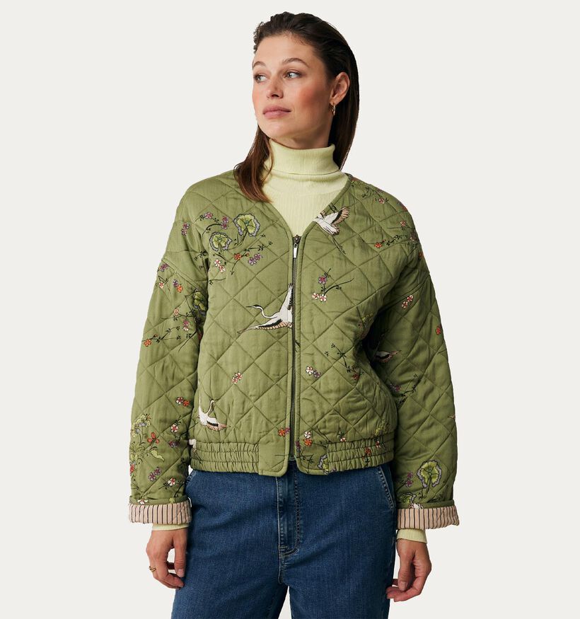 Mexx Kaki Boxy quilted Vest voor dames (348272)