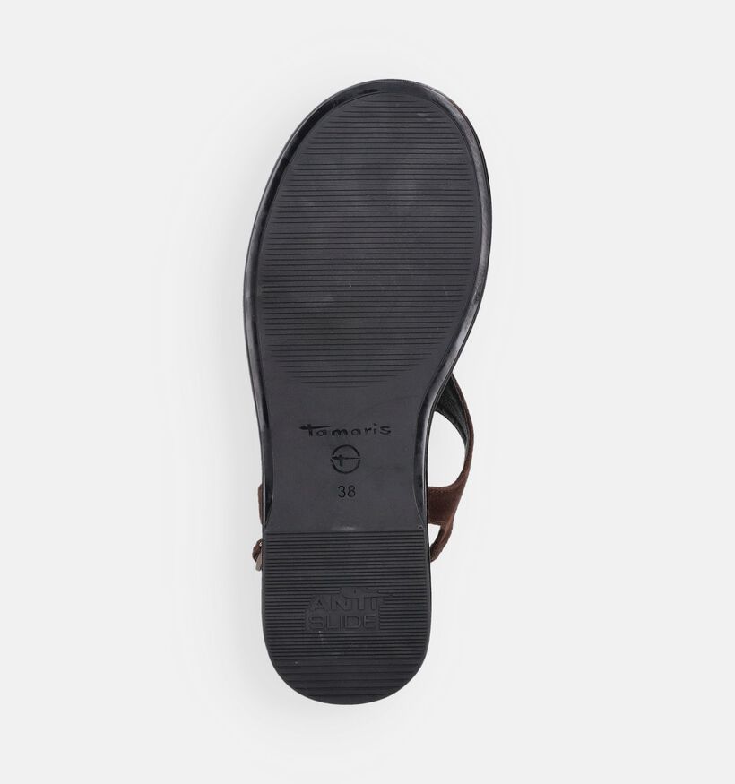 Tamaris Sandales plates en Brun fonc&eacute; pour femmes (371724)
