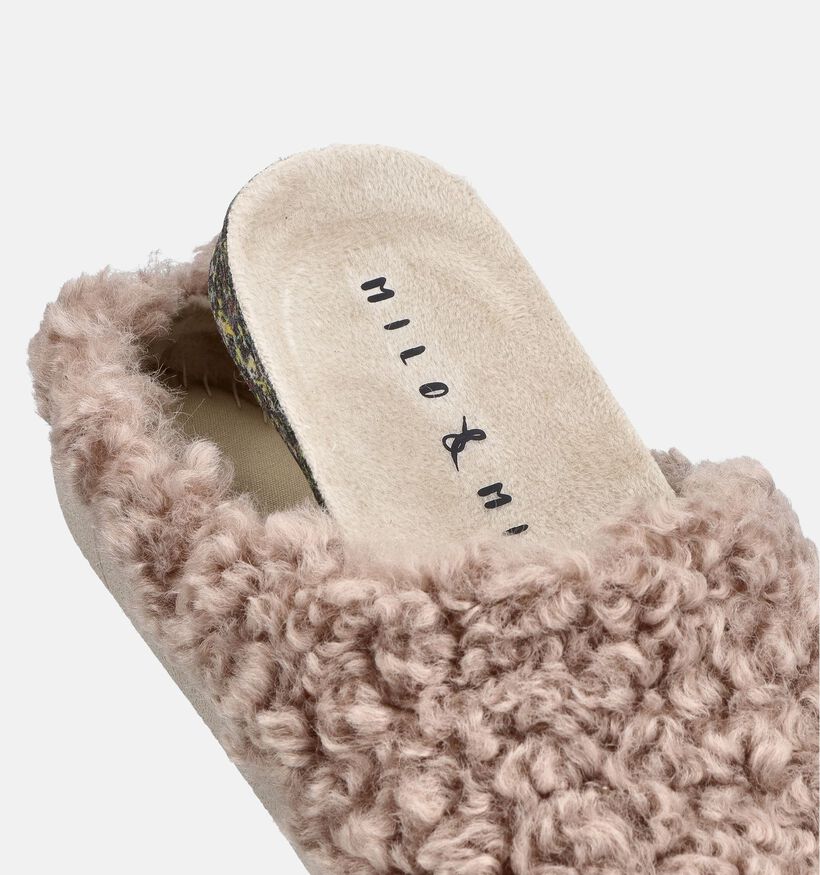 Milo & Mila Taupe Teddy Open Pantoffels voor jongens, meisjes (381130) - geschikt voor steunzolen
