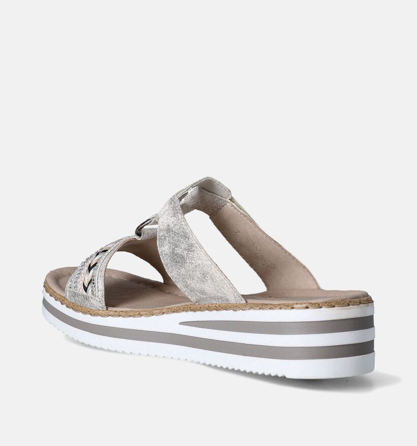Rieker Gouden Slippers met sleehak voor dames (354918)