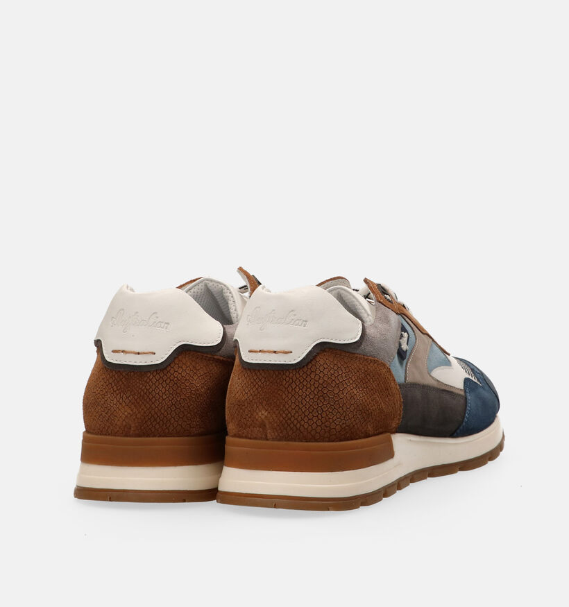 Australian Tiago Chaussures &agrave; lacets en Cognac/Bleu fonc&eacute; pour hommes (369705) - pour semelles orthop&eacute;diques