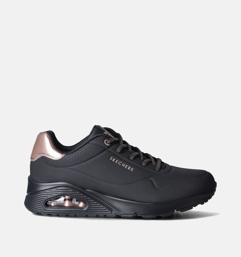 Skechers Uno Shimmer Away Zwarte Sneakers voor dames (365656) - geschikt voor steunzolen