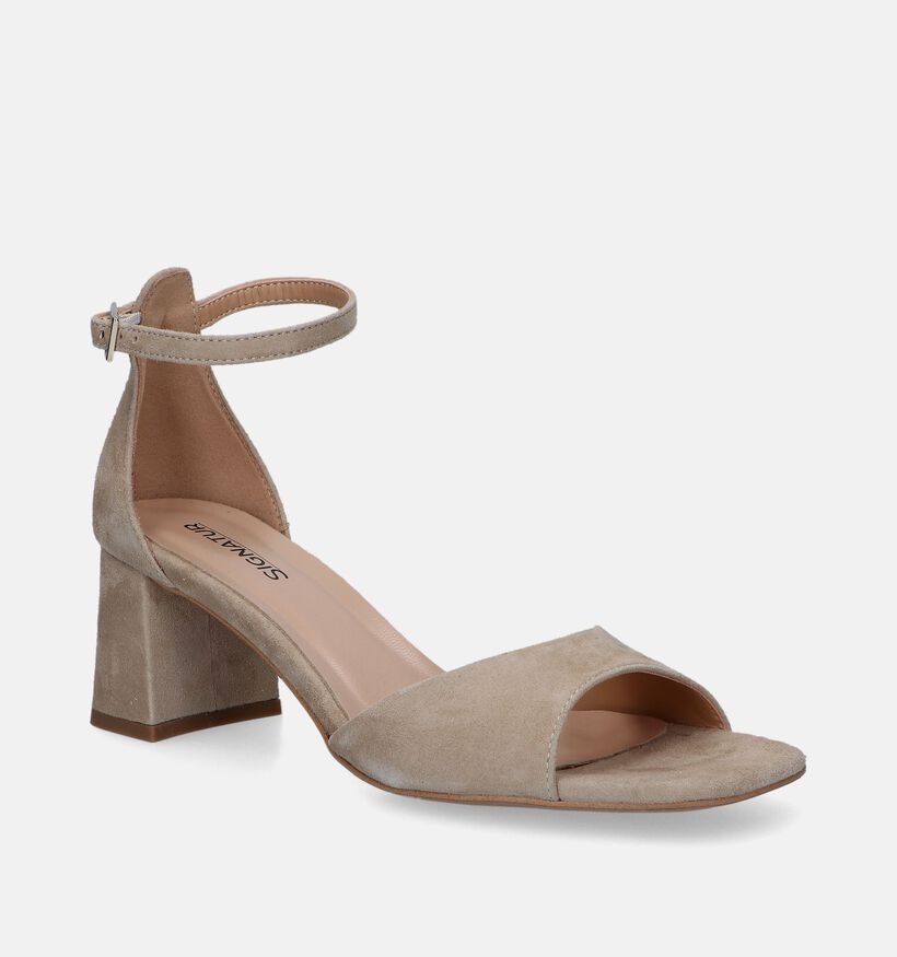 Signatur Sandales avec talon en Beige pour femmes (341926)