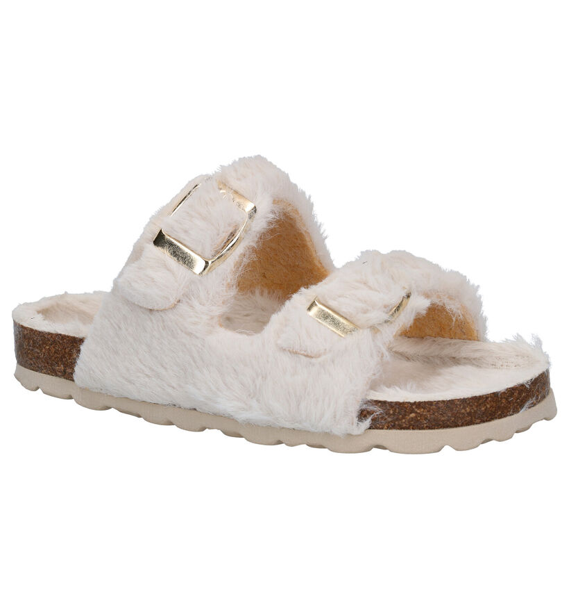 Milo & Mila Pantoufles ouvertes en Beige en textile (297049)