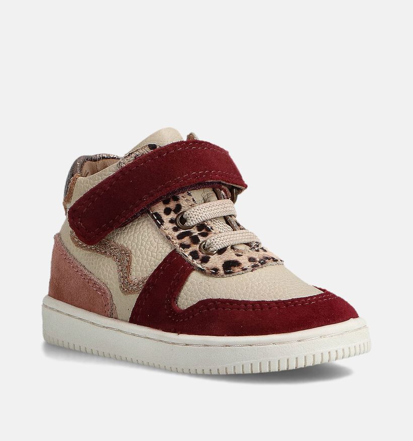 Milo & Mila Baskets en Beige/Bordeaux pour filles (380650) - pour semelles orthop&eacute;diques