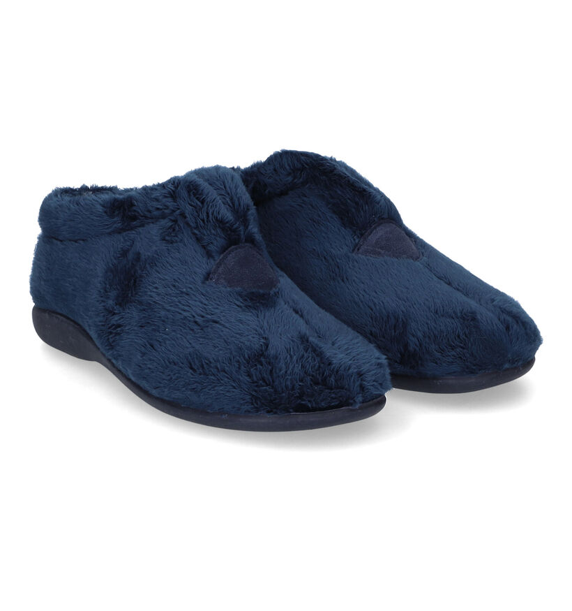 Torfs Home Pantoufles fermées en Bleu foncé en textile (316622)