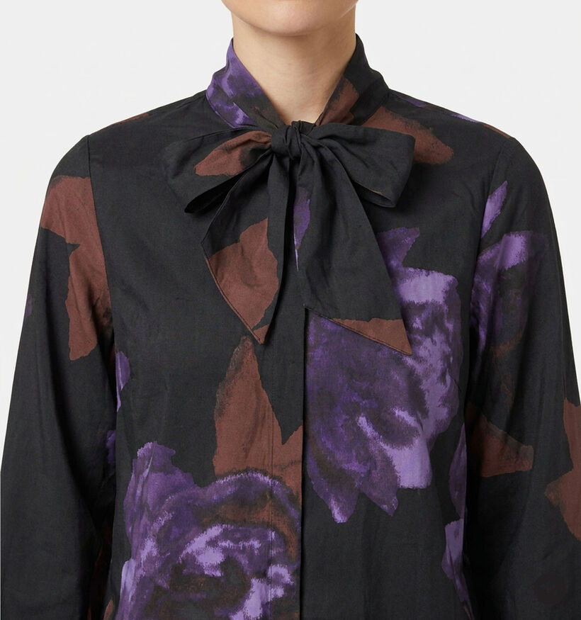 Vero Moda Lia Bow Blouse en Noir/Violet pour femmes (379675)