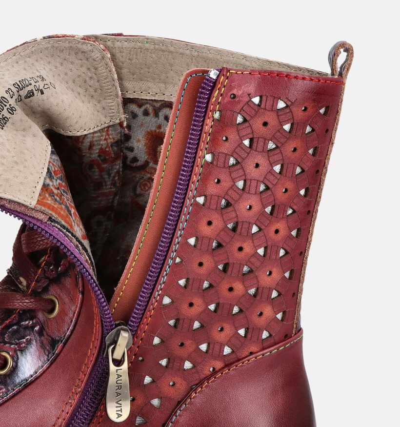 Laura Vita Kandyo Boots &agrave; lacets en Bordeaux pour femmes (381098) - pour semelles orthop&eacute;diques