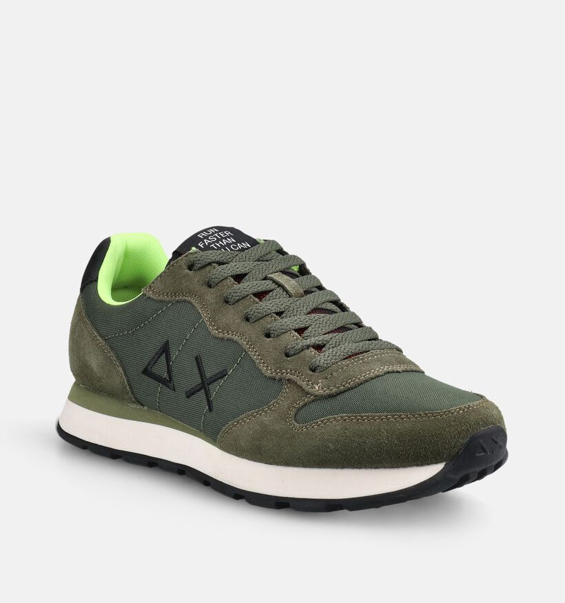 Sun68 Tom Fluo Chaussures plates en Vert kaki pour hommes (379399) - pour semelles orthop&eacute;diques