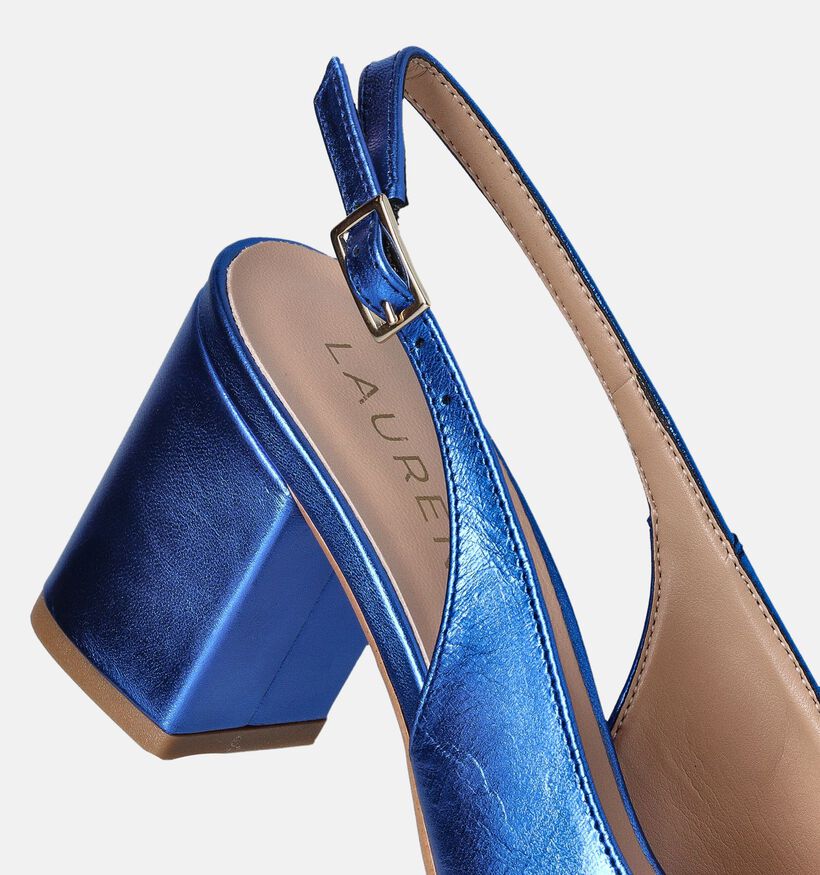 Laurent David Sandales avec talon carré en Bleu pour femmes (358597)