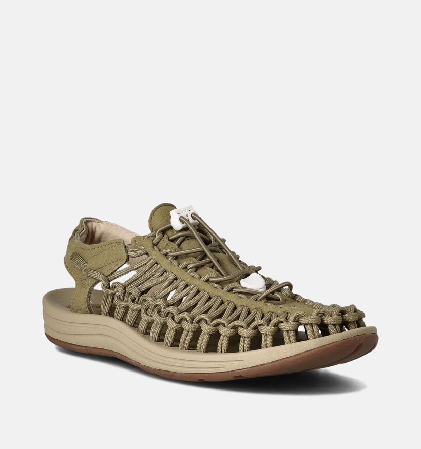 Keen Uneek Sandales plates en Vert kaki pour femmes (356499)