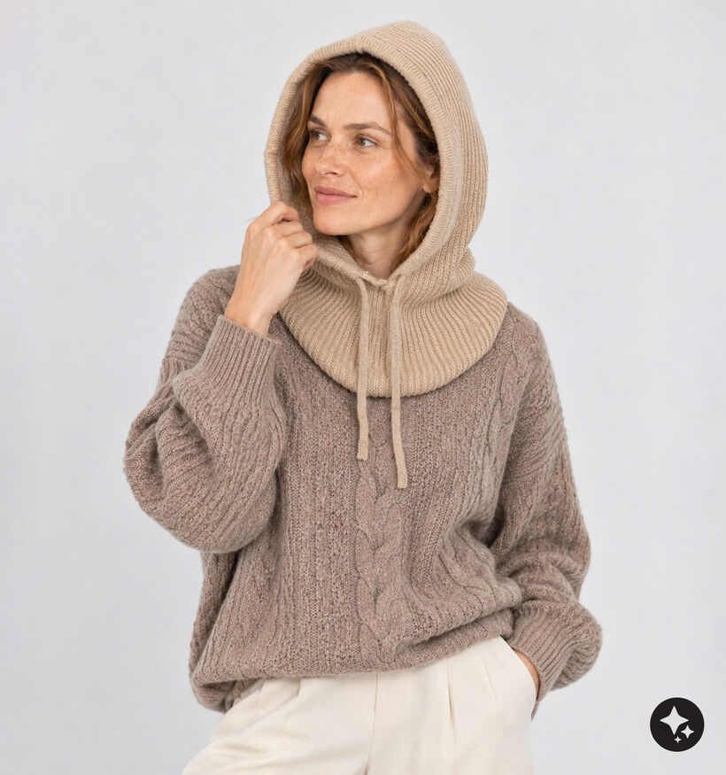 Via Limone Zachte Beige Capuchonsjaal voor dames (382730)