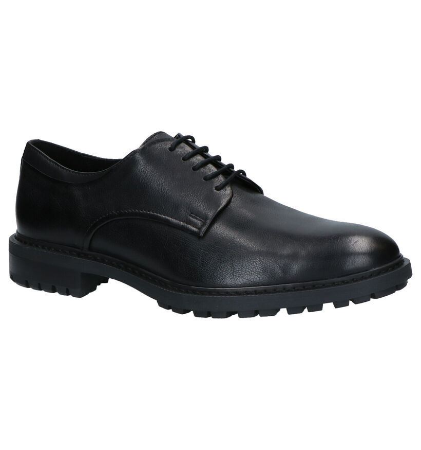 Geox Brenson Zwarte Veterschoenen in leer (264080)