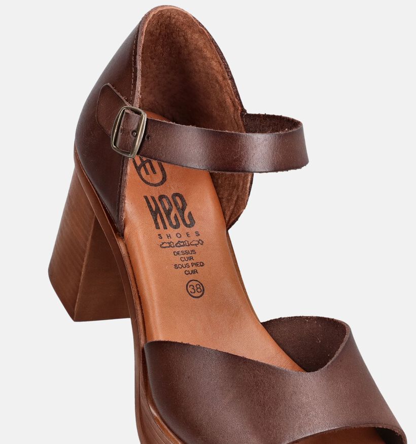 Hee Donkerbruine Sandalen op hak voor dames (372538)