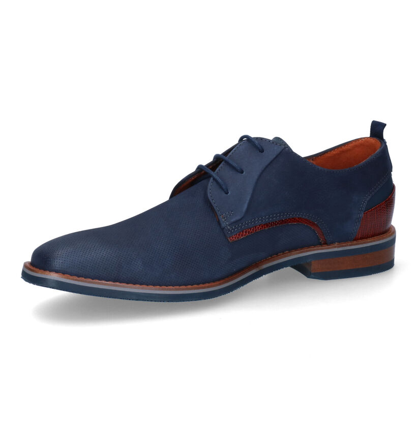 Van Lier Blauwe Geklede Veterschoenen in nubuck (307837)