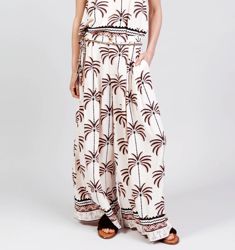 Orfeo Lior Lichtbeige/Bruine Broek Palm Trees voor dames (375185)
