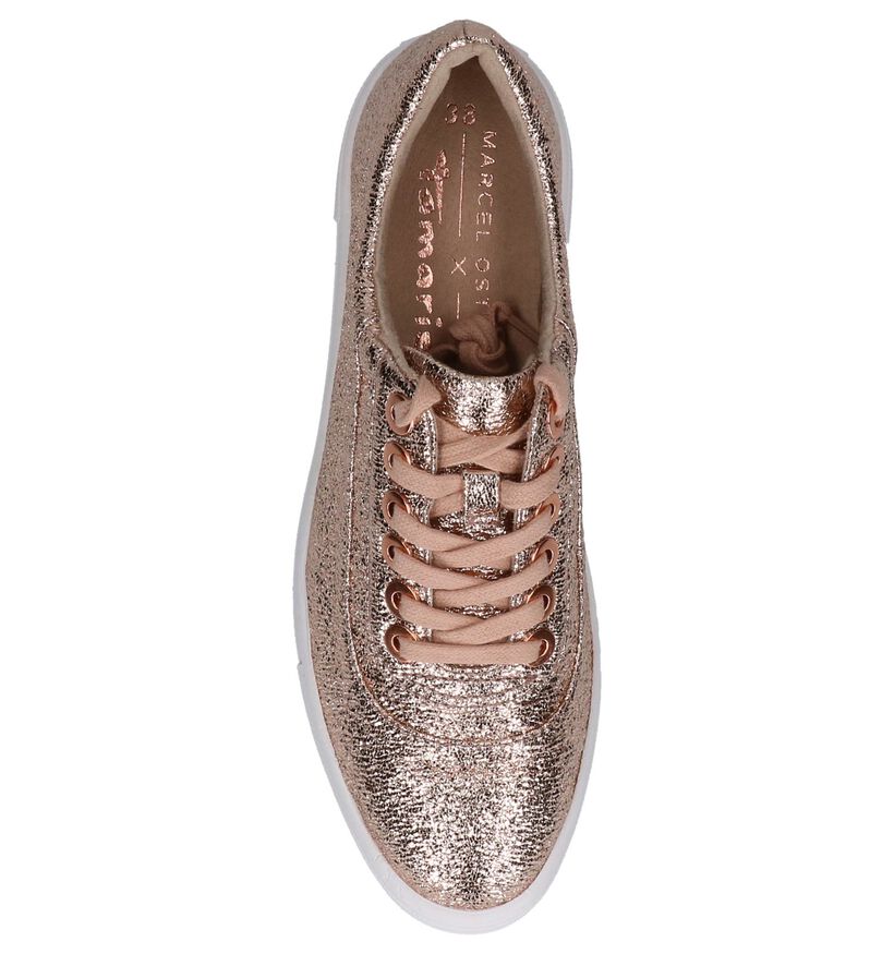 Tamaris Rose Gold Lage Sneakers in stof (214274)