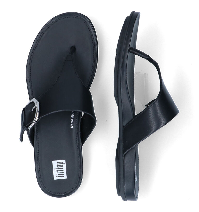 FitFlop Graccie Zwarte Teenslippers in leer (304869)