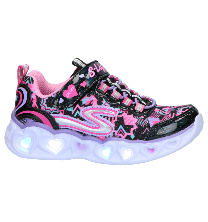 Skechers Heart Lights Zwarte Sneakers in stof (265173)