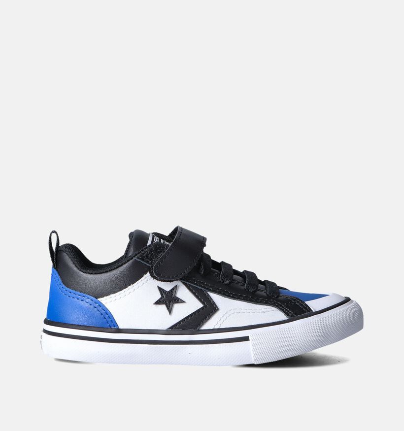 Converse Pro Blaze Strap Leather Easy-On Baskets en Blanc/Blue/Noir pour filles, gar&ccedil;ons (357501)