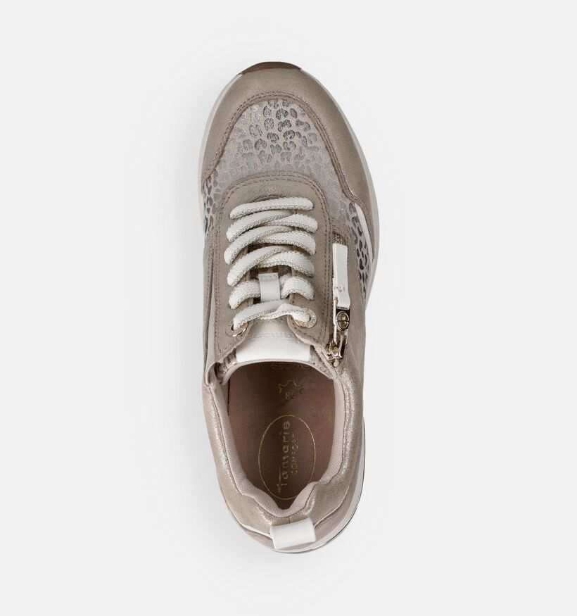 Tamaris Comfort Beige Sneakers met Sleehak voor dames (367820) - geschikt voor steunzolen