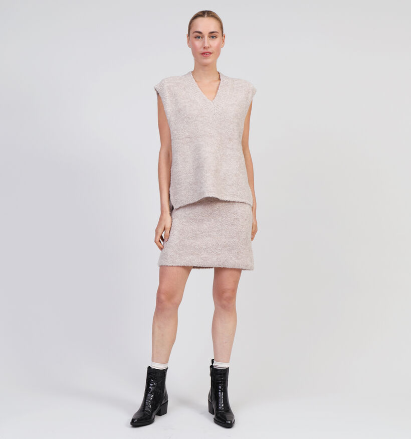 Vila Abby Pull avec col en V en Beige pour femmes (349443)