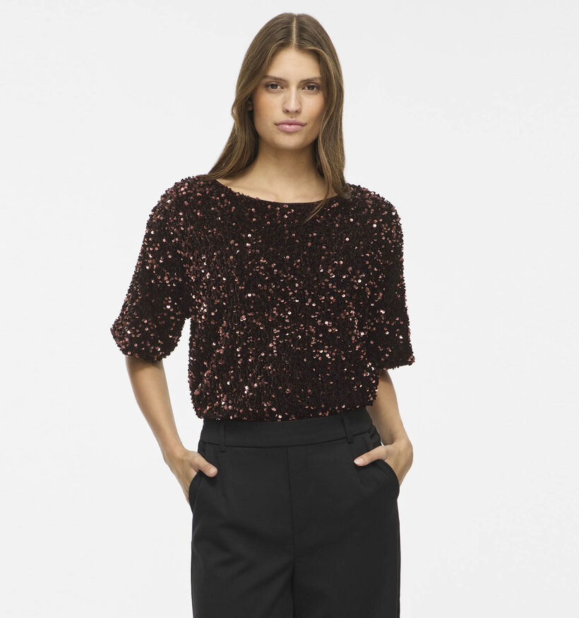 Vila Faith Sequins Donkerbruine Blouse voor dames (382034)