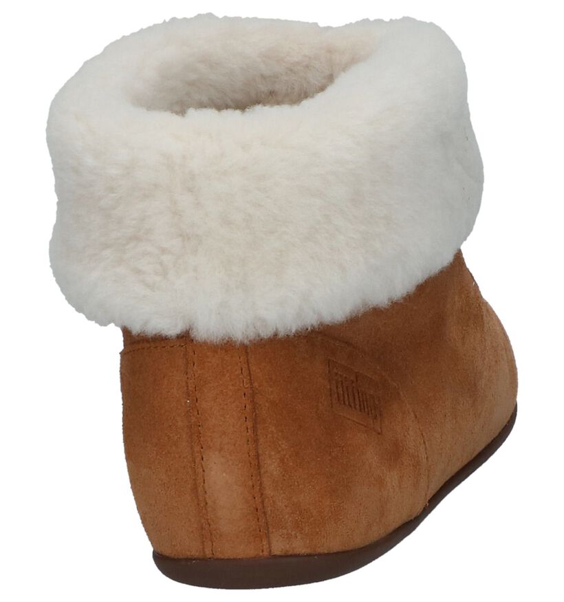 FitFlop Sarah Shearling Pantoufles en Cognac en daim (256046)