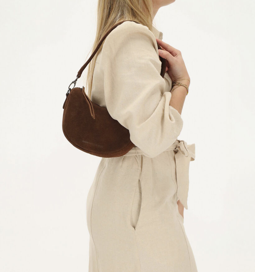 Hide & Stitches Donkerbruine Schoudertas voor dames (374218)