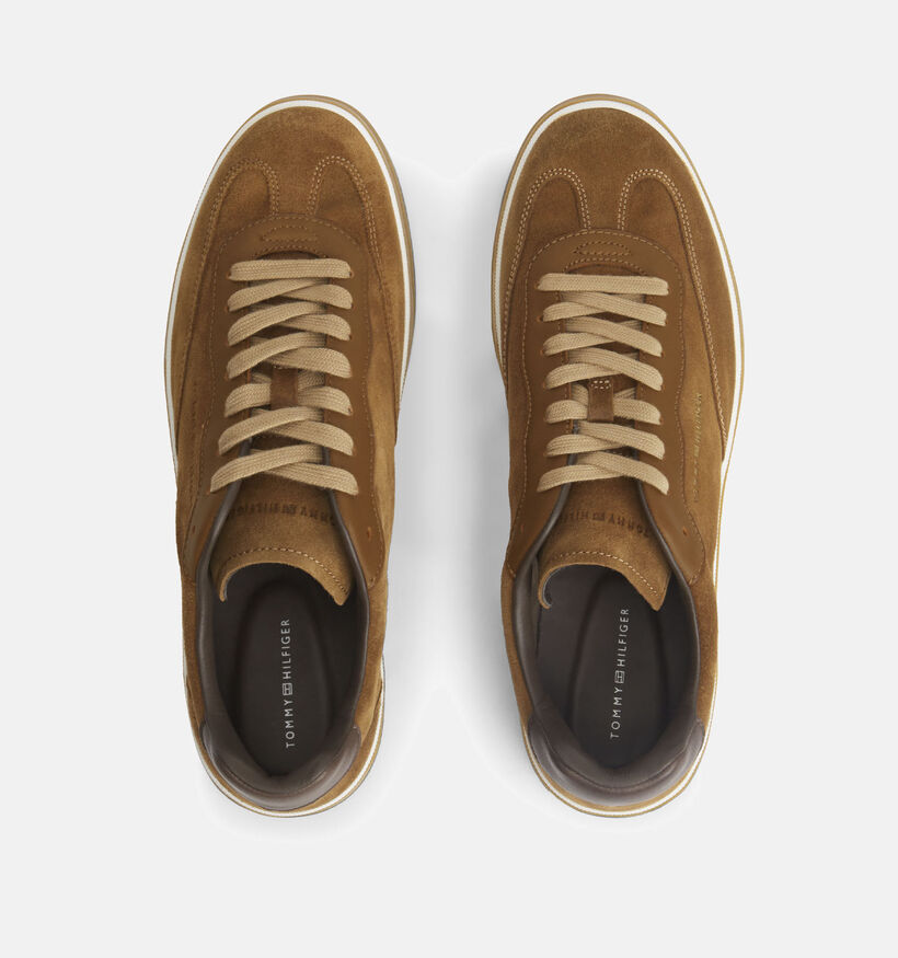 Tommy Hilfiger Lux Suede Leather Cognac Sneakers voor heren (374913) - geschikt voor steunzolen