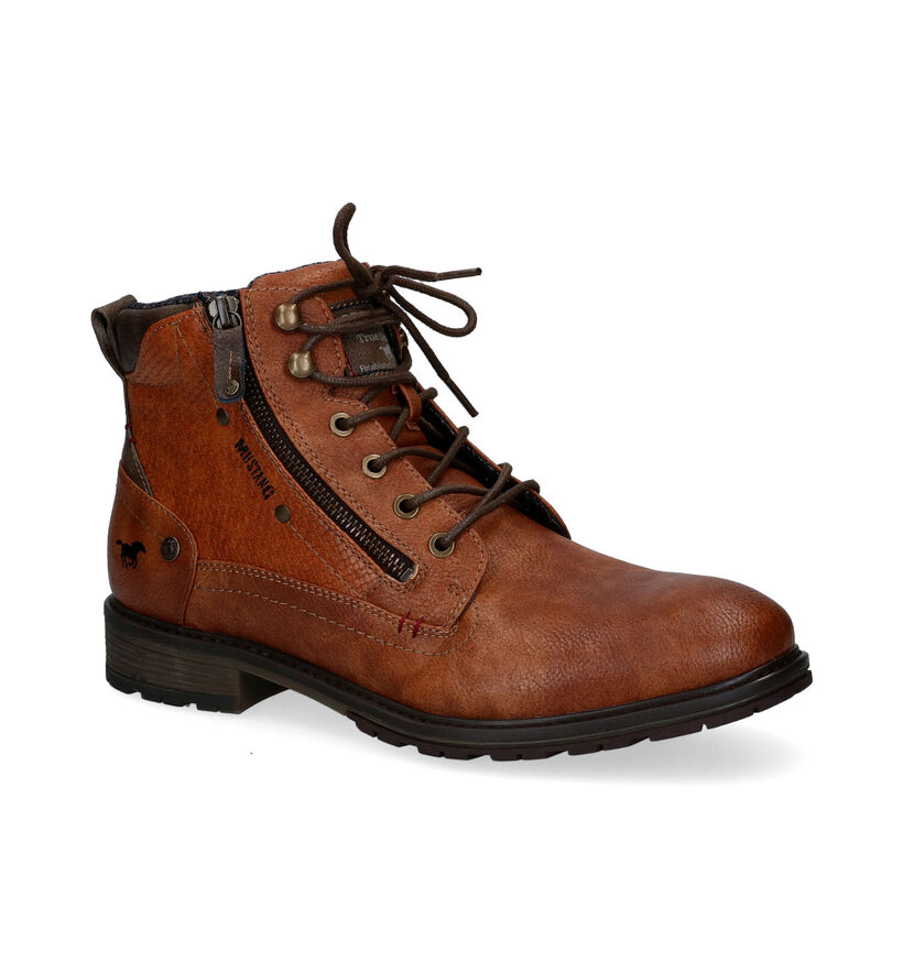 Mustang Cognac Boots in kunstleer (313557)