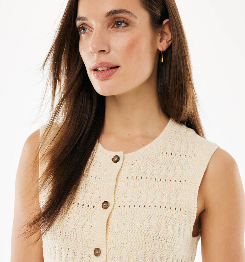 Mexx Crochet Top Lichtbeige Mouwloze Cardigan voor dames (368569)