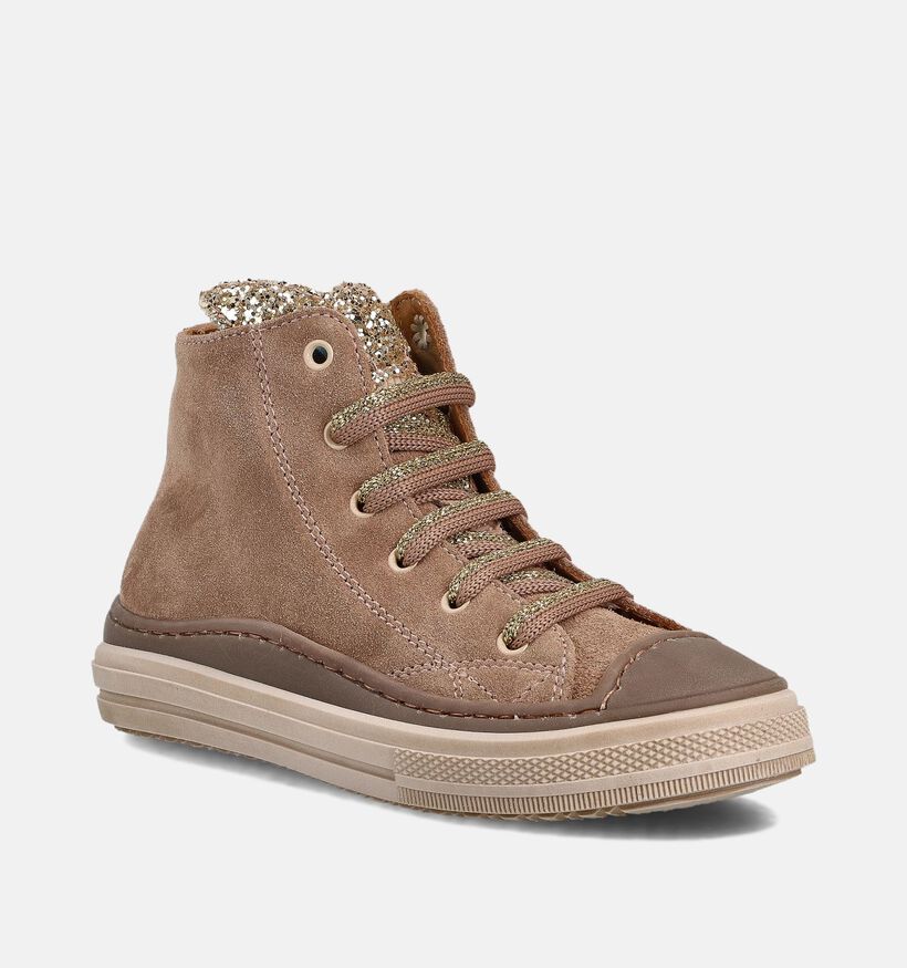 STONES and BONES Laris Beige Hoge Sneakers voor meisjes (365030) - geschikt voor steunzolen