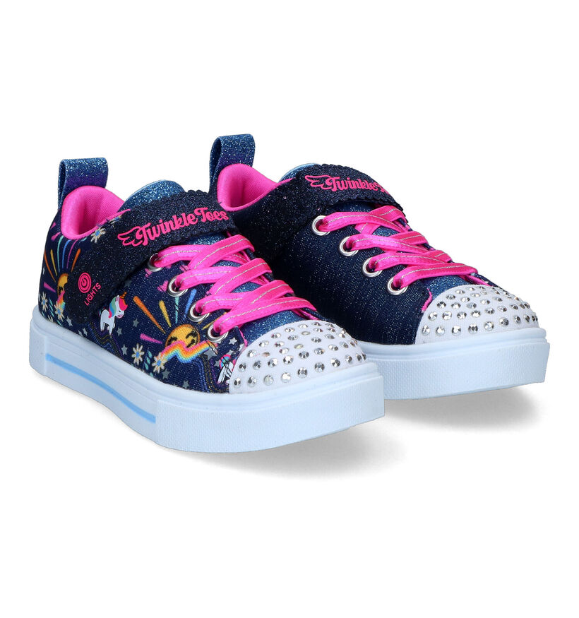 Skechers Twinkle Sparks Blauwe Sneakers voor meisjes (318198)