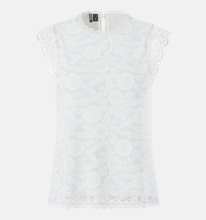 Pieces Olline Lace Witte Blouse zonder mouwen voor dames (367067)