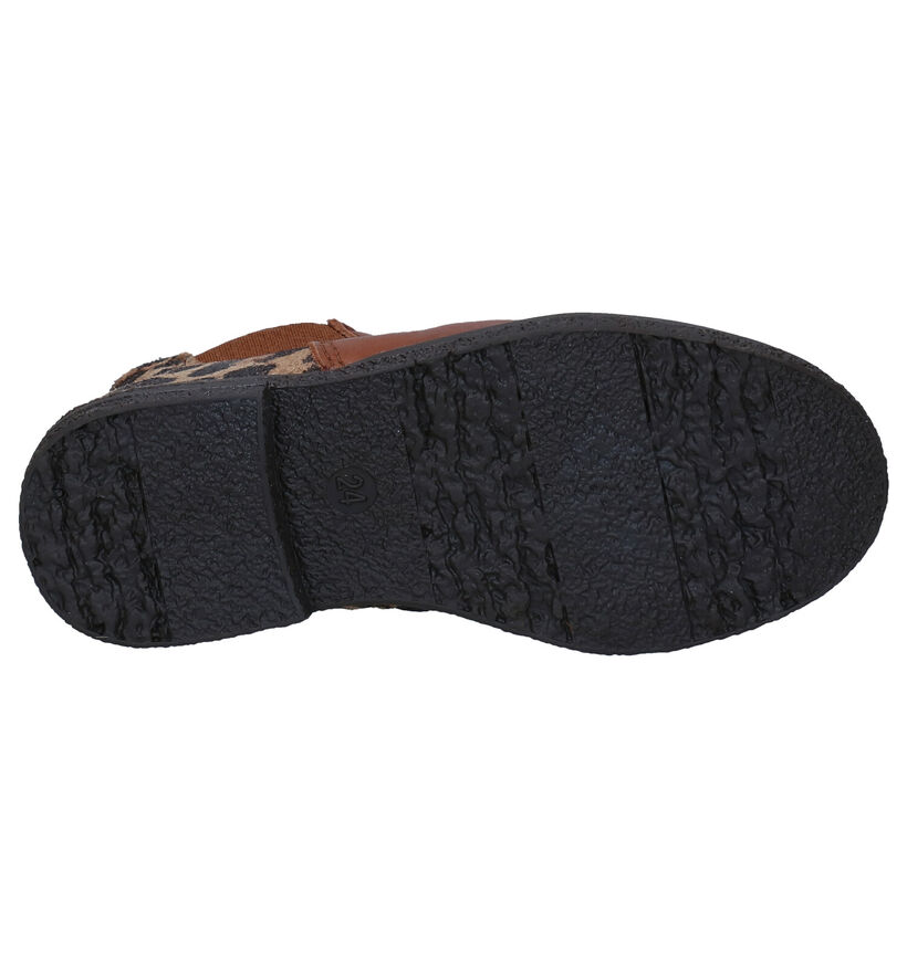 Milo & Mila Agon Leopard Bottines Chelsea en Cognac pour filles (295483)