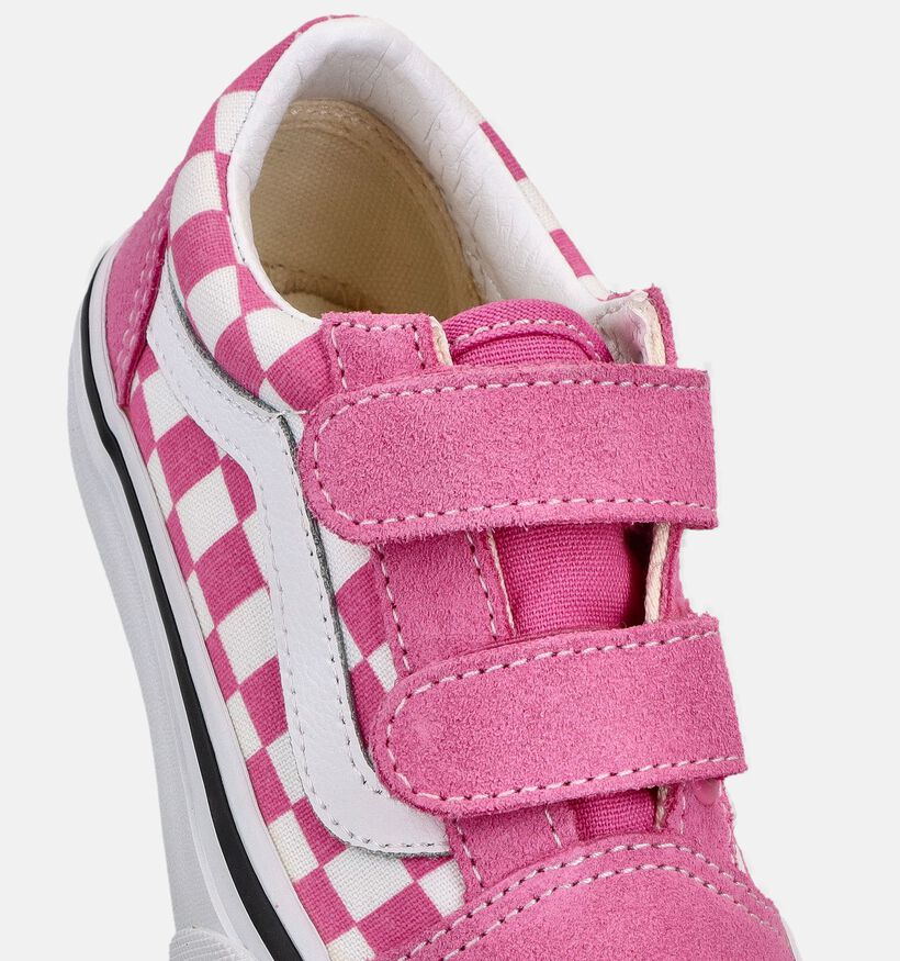 Vans Old Skool Checkerboard Roze Sneakers voor meisjes (368967)