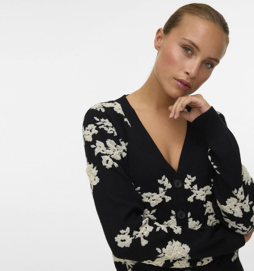 Vero Moda Nancy Birch Flower Gilet en Noir pour femmes (361234)