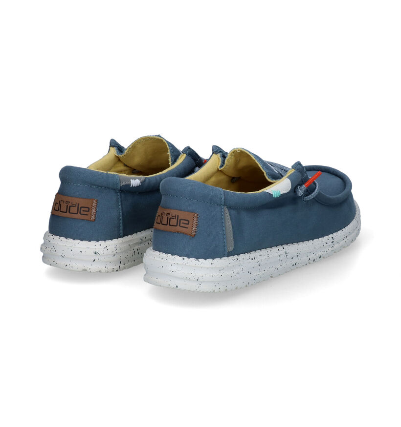 HEYDUDE Wally Washed Mocassins en Bleu en textile (303312)